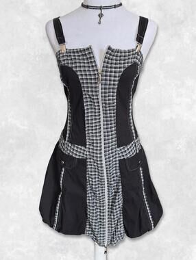 Y2K Euro Subversive Gingham Bubble Hem Mini Dress Size S-M